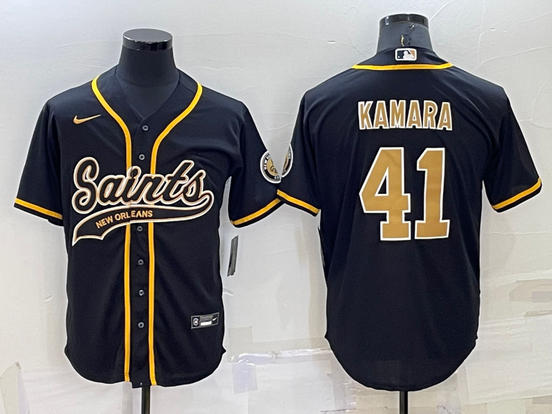 Men's New Orleans Saints #41 Alvin Kamara Black Cool Base Stitched Baseball Jersey